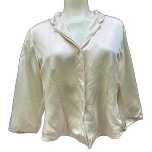 Sylvia Heisel Size S Custom Ivory 100% Silk Blazer‎ Vtg Y2K Quiet Luxury